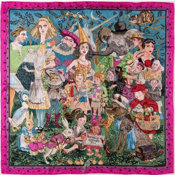 Hermes 'Fairytales' Silk Scarf Carre 90 by Philippe Dauchez - Picture 1 of 6